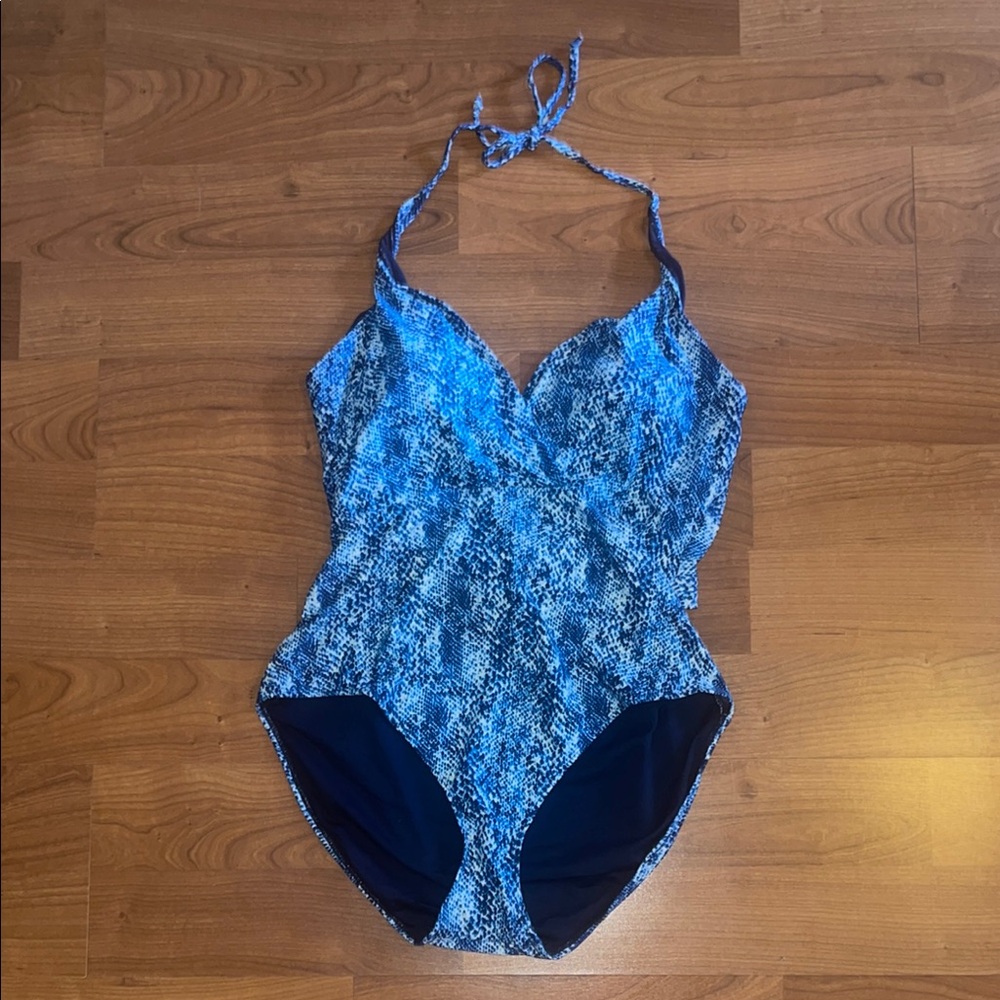 Blue Snakeskin One Piece Swimsuit